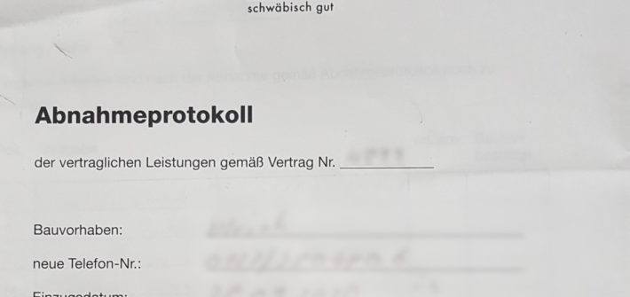 Abnahmeprotokoll